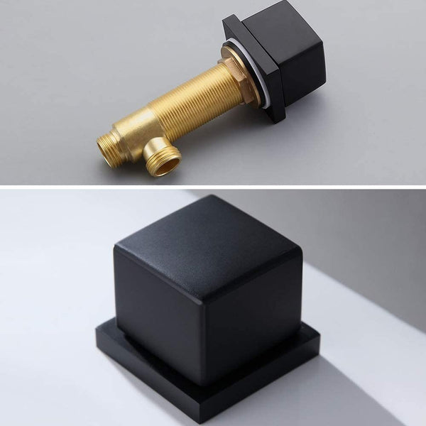 Bathroom Faucet Waterfall Style, Double Square Handles & Widespread, Bathroom Sink Faucet Solid Brass (Matte Black)