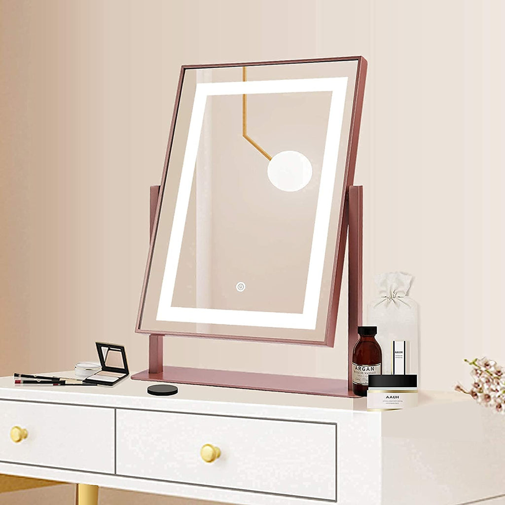Amazon.com: Dressing Table with LED Lighted Mirror, 3 Lighting Colors,  Bedroom Vanity Table with Drawers and Storage Cabinet, for Bedroom Living  Room, Large Storage Capacity (Color : White, Size : 80cm/31.5in) :
