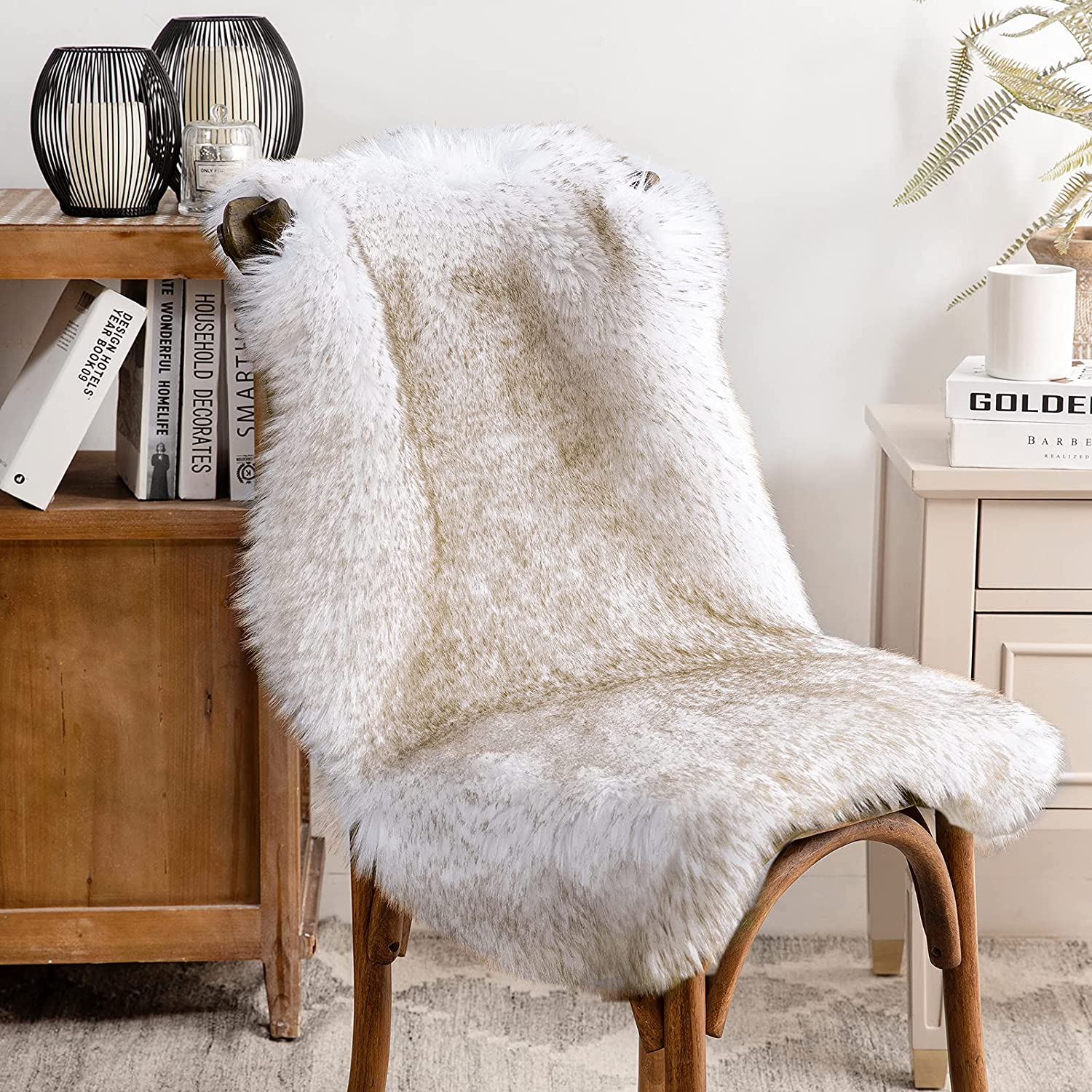 Faux fur chair online throw